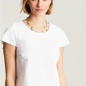 J Jill Women's White Textured Short-Sleeve Top size L